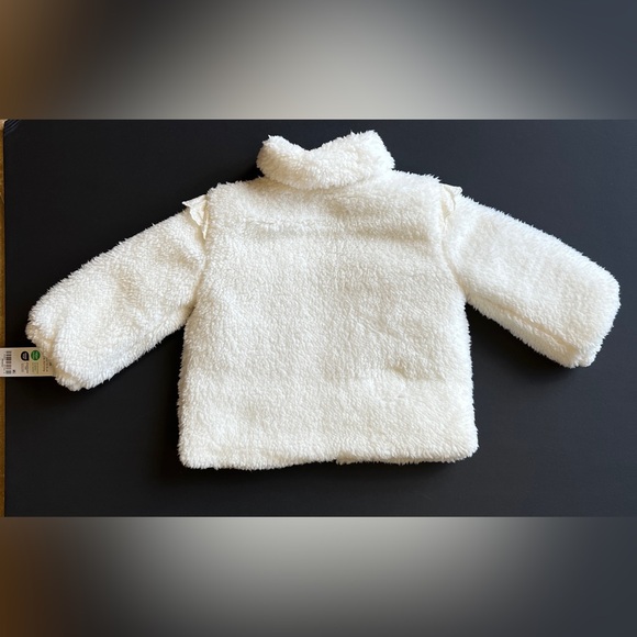 OshKosh B'gosh White Fleece Sherpa Baby Jacket NWT 12M - Picture 5 of 7